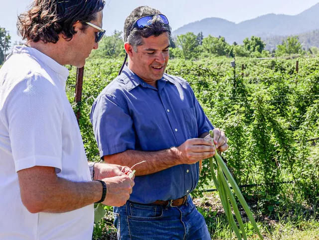 Chef in field with farmer